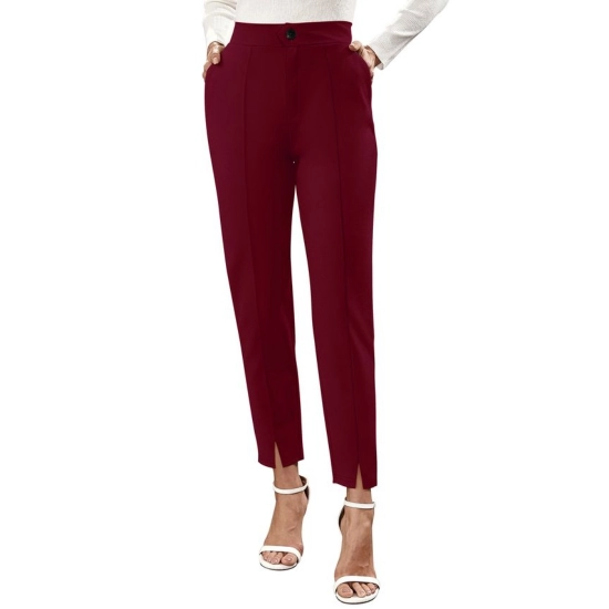 Generic Women's Polyester Solid With Pocket Pant (Maroon)