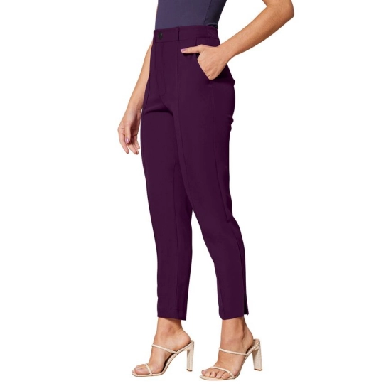 Generic Women's Polyester Solid With Pocket Pant (Wine)