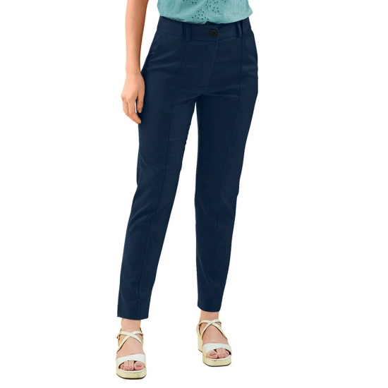 Generic Women's Polyester Solid With Pocket Pant (Blue)