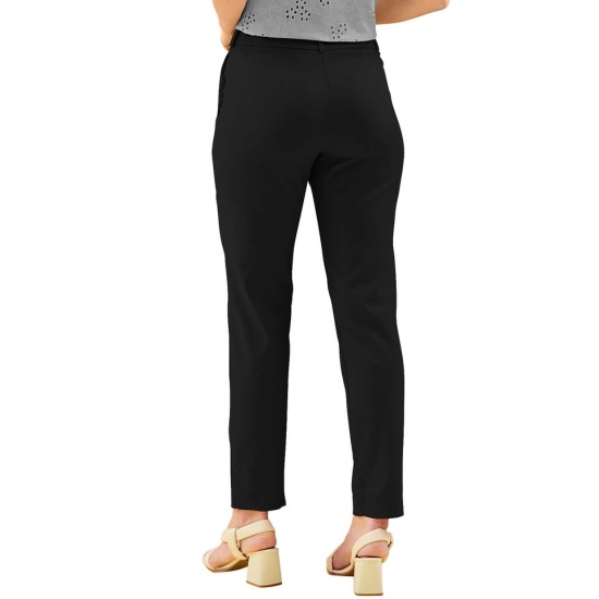 Generic Women's Polyester Solid With Pocket Pant (Black)