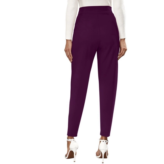 Generic Women's Polyester Solid With Pocket Pant (Wine)