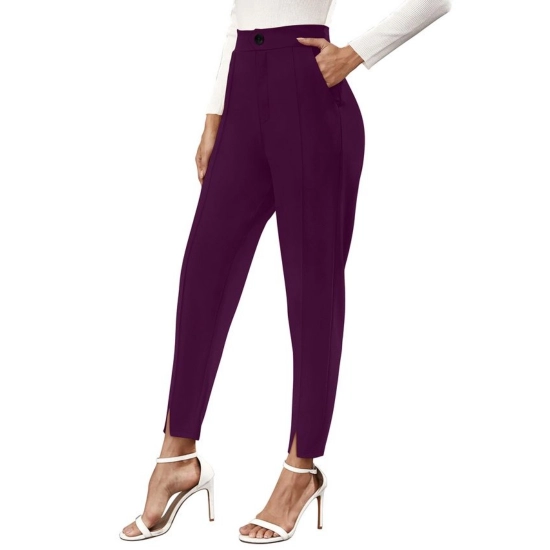 Generic Women's Polyester Solid With Pocket Pant (Wine)