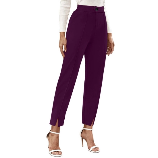 Generic Women's Polyester Solid With Pocket Pant (Wine)