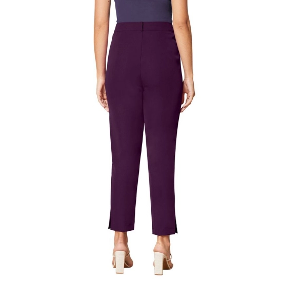 Generic Women's Polyester Solid With Pocket Pant (Wine)
