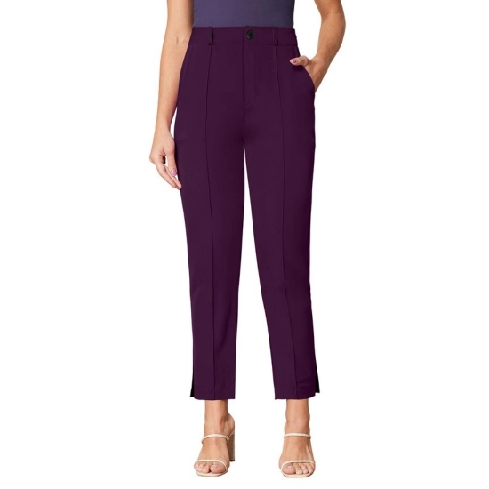 Generic Women's Polyester Solid With Pocket Pant (Wine)