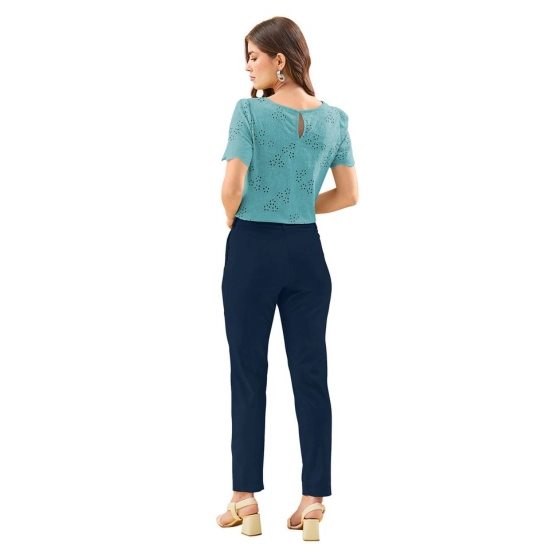 Generic Women's Polyester Solid With Pocket Pant (Blue)
