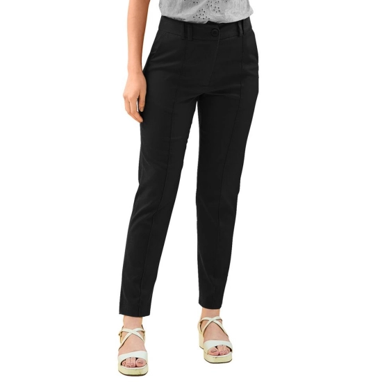 Generic Women's Polyester Solid With Pocket Pant (Black)