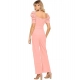 Generic Women's Polyester Solid Sweet Heart Short Sleeve Jumpsuit (Peach)