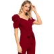 Generic Women's Polyester Solid Sweet Heart Short Sleeve Jumpsuit (Maroon)