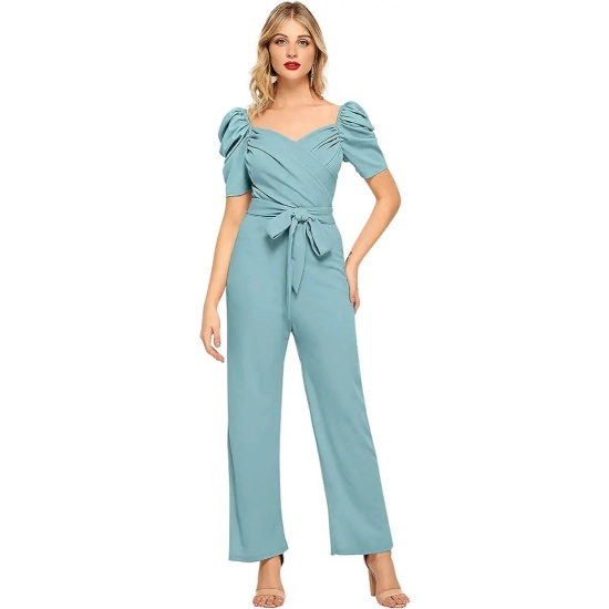 Generic Women's Polyester Solid Sweet Heart Short Sleeve Jumpsuit (Pista) Generic Women's Polyester Solid Sweet Heart Short Sleeve Jumpsuit (Pista)