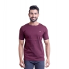 Generic Men's Casual Cotton Solid Half Sleeve Round Neck T-Shirt (Wine)