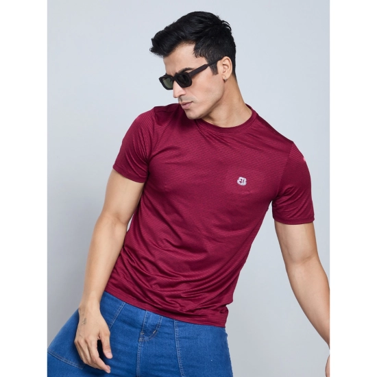 Generic Men's Casual Nylon Solid Half Sleeve Round Neck T-Shirt (Wine) Generic Men's Casual Nylon Solid Half Sleeve Round Neck T-Shirt (Wine)