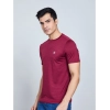 Generic Men's Casual Nylon Solid Half Sleeve Round Neck T-Shirt (Wine)