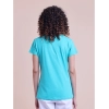Generic Women's Casual Cotton Printed Half Sleeve Round Neck T-Shirt (Seagreen)