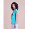 Generic Women's Casual Cotton Printed Half Sleeve Round Neck T-Shirt (Seagreen)