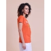 Generic Women's Casual Cotton Printed Half Sleeve Round Neck T-Shirt (Rust)