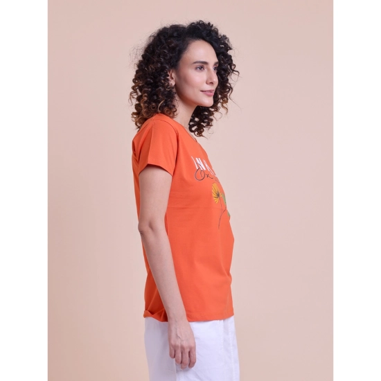 Generic Women's Casual Cotton Printed Half Sleeve Round Neck T-Shirt (Rust) Generic Women's Casual Cotton Printed Half Sleeve Round Neck T-Shirt (Rust)