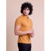 Generic Men's Casual Cotton Solid Half Sleeve Polo Neck T-Shirt (Brown)