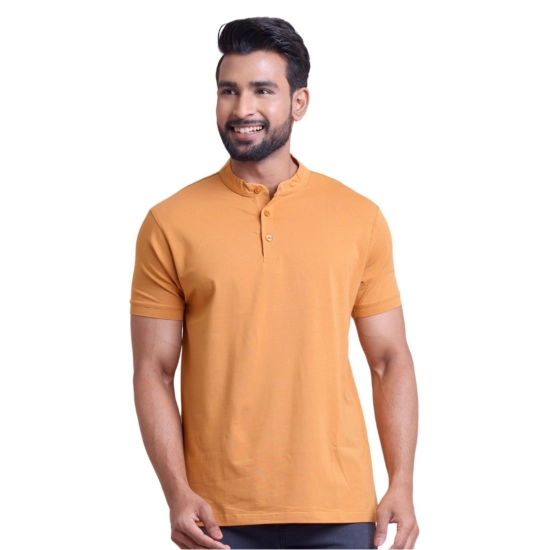 Generic Men's Casual Cotton Solid Half Sleeve Mandarin Collar T-Shirt (Brown) Generic Men's Casual Cotton Solid Half Sleeve Mandarin Collar T-Shirt (Brown)