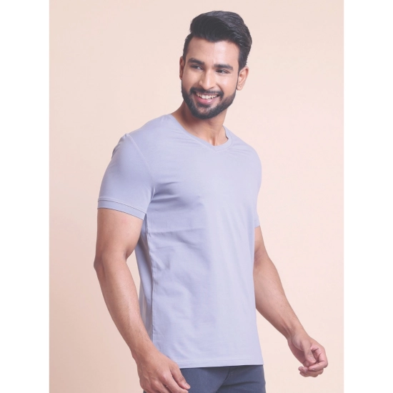 Generic Men's Casual Cotton Solid Half Sleeve V Neck T-Shirt (Purple)