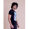 Generic Men's Casual Cotton Printed Half Sleeve Round Neck T-Shirt (Black)