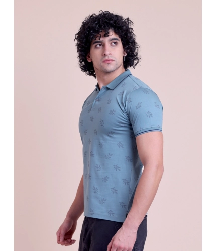 Generic Men's Casual Cotton Printed Half Sleeve Round Neck T-Shirt (Green)