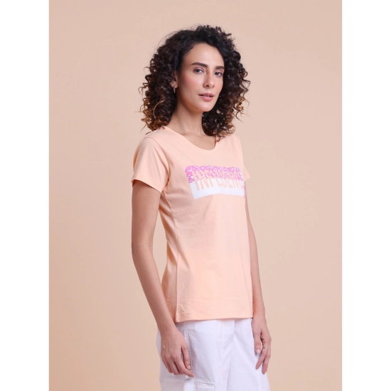 Generic Women's Casual Cotton Printed Half Sleeve Round Neck T-Shirt (Peach) Generic Women's Casual Cotton Printed Half Sleeve Round Neck T-Shirt (Peach)