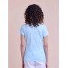 Generic Women's Casual Cotton Printed Half Sleeve Round Neck T-Shirt (Blue)