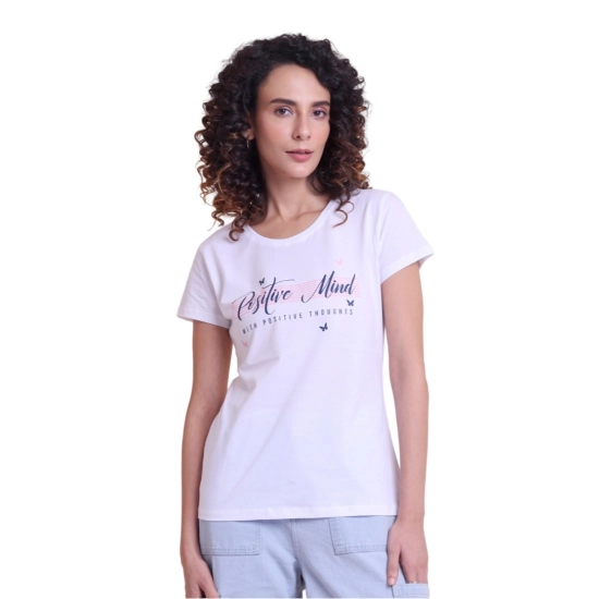 Generic Women's Casual Cotton Printed Half Sleeve Round Neck T-Shirt (White) Generic Women's Casual Cotton Printed Half Sleeve Round Neck T-Shirt (White)