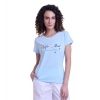 Generic Women's Casual Cotton Printed Half Sleeve Round Neck T-Shirt (Blue)