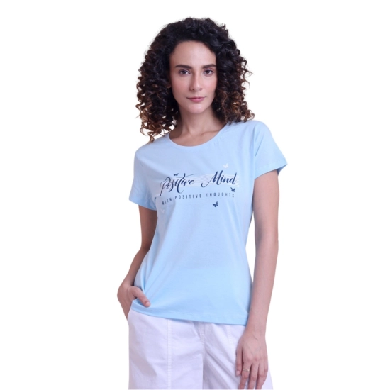 Generic Women's Casual Cotton Printed Half Sleeve Round Neck T-Shirt (Blue) Generic Women's Casual Cotton Printed Half Sleeve Round Neck T-Shirt (Blue)