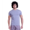 Generic Men's Casual Cotton Solid Half Sleeve Round Neck T-Shirt (Purple)