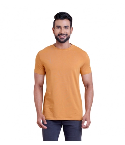 Generic Men's Casual Cotton Solid Half Sleeve Round Neck T-Shirt (Brown)