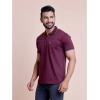 Generic Men's Casual Cotton Solid Half Sleeve Polo Neck T-Shirt (Wine)