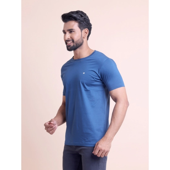Generic Men's Casual Cotton Solid Half Sleeve Round Neck T-Shirt (Blue) Generic Men's Casual Cotton Solid Half Sleeve Round Neck T-Shirt (Blue)