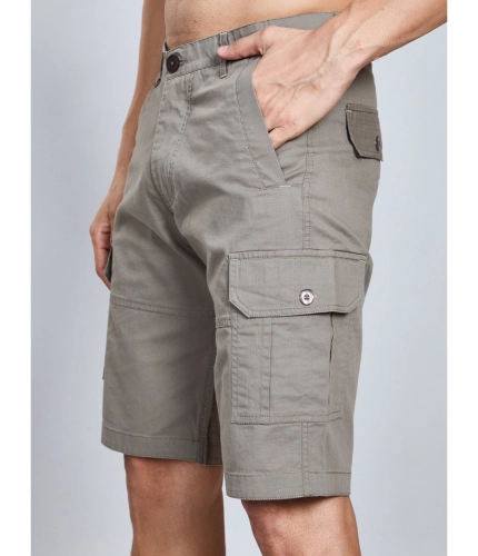 Generic Men's Casual Cotton Solid Knee Length Cargo Shorts (DarkGrey)