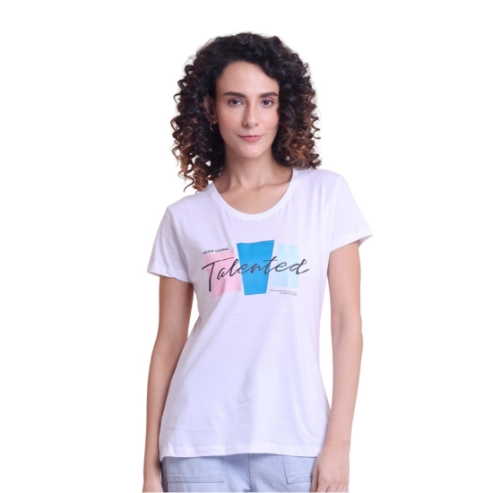 Generic Women's Casual Cotton Printed Half Sleeve Round Neck T-Shirt (White) Generic Women's Casual Cotton Printed Half Sleeve Round Neck T-Shirt (White)