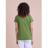 Generic Women's Casual Cotton Printed Half Sleeve Round Neck T-Shirt (Olive)