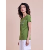 Generic Women's Casual Cotton Printed Half Sleeve Round Neck T-Shirt (Olive)