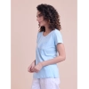 Generic Women's Casual Cotton Printed Half Sleeve Round Neck T-Shirt (Blue)