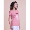 Generic Women's Casual Cotton Printed Half Sleeve Round Neck T-Shirt (Pink)