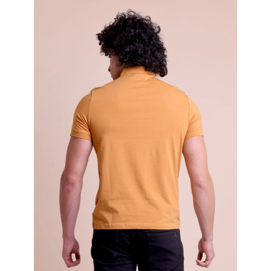 Generic Men's Casual Cotton Solid Half Sleeve Polo Neck T-Shirt (Brown) Generic Men's Casual Cotton Solid Half Sleeve Polo Neck T-Shirt (Brown)