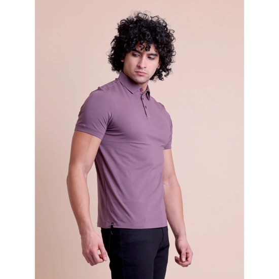 Generic Men's Casual Cotton Solid Half Sleeve Polo Neck T-Shirt (Berry)
