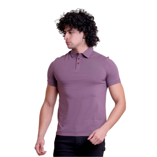Generic Men's Casual Cotton Solid Half Sleeve Polo Neck T-Shirt (Berry)