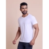 Generic Men's Casual Cotton Solid Half Sleeve V Neck T-Shirt (White)