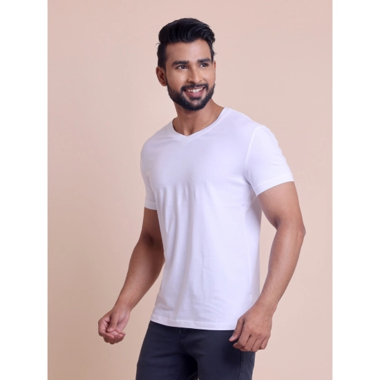 Generic Men's Casual Cotton Solid Half Sleeve V Neck T-Shirt (White) Generic Men's Casual Cotton Solid Half Sleeve V Neck T-Shirt (White)