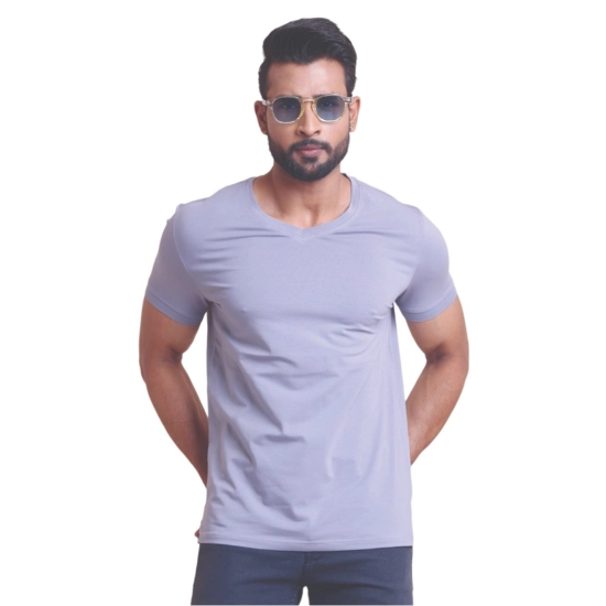 Generic Men's Casual Cotton Solid Half Sleeve V Neck T-Shirt (Purple)