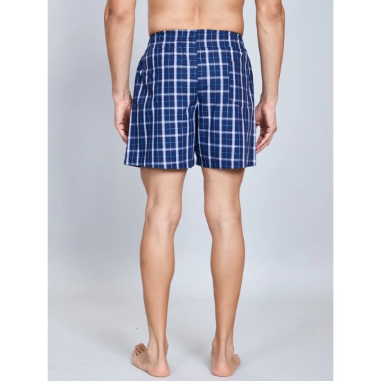 Generic Men's Casual Cotton Checkred Above Knee Boxer Shorts (Navy) Generic Men's Casual Cotton Checkred Above Knee Boxer Shorts (Navy)