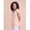 Generic Women's Casual Cotton Printed Half Sleeve Round Neck T-Shirt (Peach)