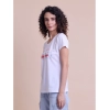 Generic Women's Casual Cotton Printed Half Sleeve Round Neck T-Shirt (White)